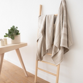 Asciugamano da bagno in lino naturale a strisce tessitura huckaback Linum