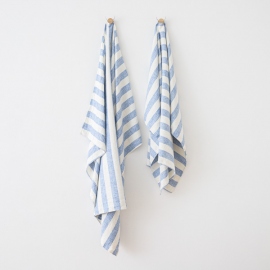 Asciugamano in lino Philippe Blue