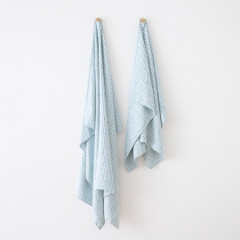 Asciugamano in lino Brittany Marine Blue