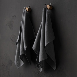 Set di 2 Steel Grey Asciugamani da mano in Lino Terra