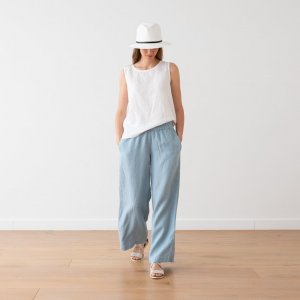 Pantaloni in lino Stone Blue Ruth